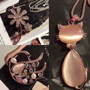 3 Pcs jewels set (2 brooches ,  1 necklace)